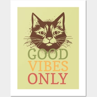 FALL CAT GOOD VIBES ONLY Posters and Art